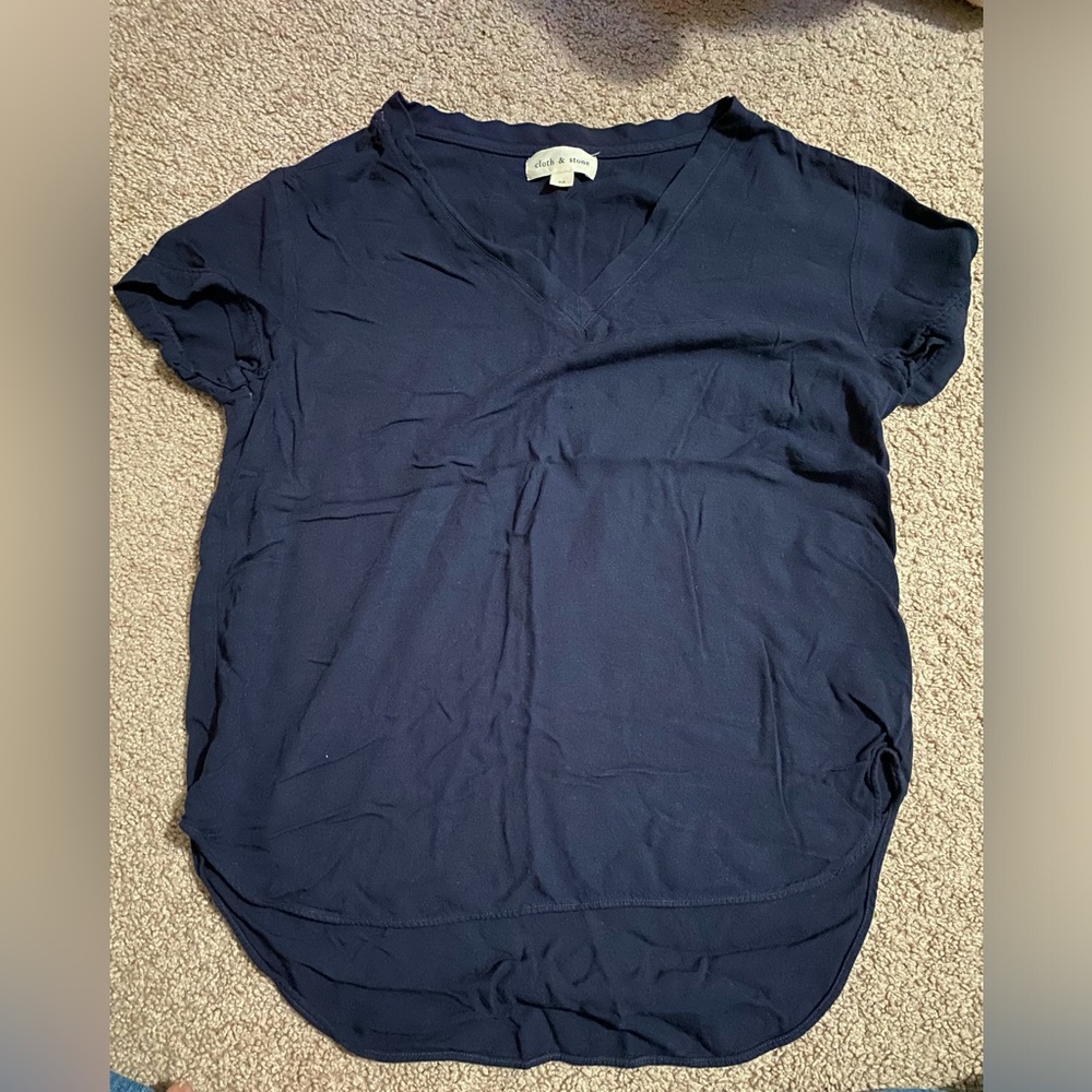 Navy Blue Cloth & Stone V-Neck - Size M